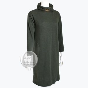 Bonnie Cashin for Sills Wool Knit Dress with Dog Leash Clasp Loden 60s Mod Sz 12